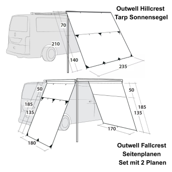 Detail Skizze Größe Outwell Fallcrest Hillcrest